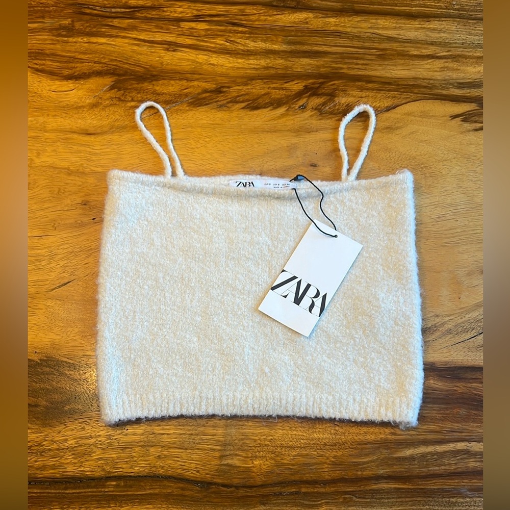 Zara Woman’s Cream Tube Top with Spaghetti Straps – NWT